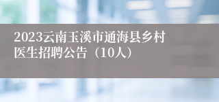 2023云南玉溪市通海县乡村医生招聘公告（10人）