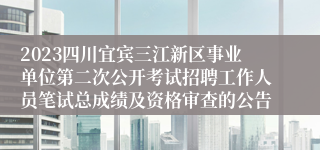 2023四川宜宾三江新区事业单位第二次公开考试招聘工作人员笔试总成绩及资格审查的公告