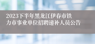 2023下半年黑龙江伊春市铁力市事业单位招聘递补人员公告