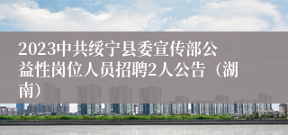 2023中共绥宁县委宣传部公益性岗位人员招聘2人公告（湖南）