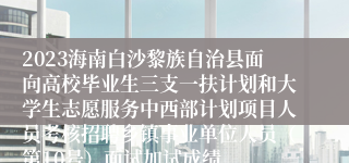 2023海南白沙黎族自治县面向高校毕业生三支一扶计划和大学生志愿服务中西部计划项目人员考核招聘乡镇事业单位人员（第10号）面试加试成绩、