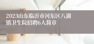 2023山东临沂市河东区八湖镇卫生院招聘6人简章