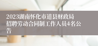 2023湖南怀化市道县财政局招聘劳动合同制工作人员4名公告