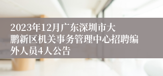 2023年12月广东深圳市大鹏新区机关事务管理中心招聘编外人员4人公告