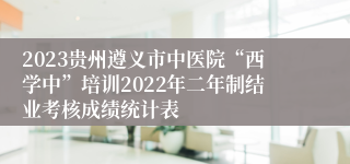 2023贵州遵义市中医院“西学中”培训2022年二年制结业考核成绩统计表