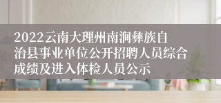 2022云南大理州南涧彝族自治县事业单位公开招聘人员综合成绩及进入体检人员公示
