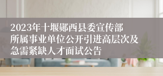 2023年十堰郧西县委宣传部所属事业单位公开引进高层次及急需紧缺人才面试公告