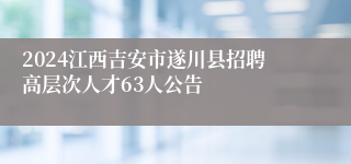 2024江西吉安市遂川县招聘高层次人才63人公告