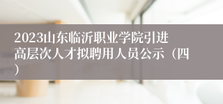 2023山东临沂职业学院引进高层次人才拟聘用人员公示（四）