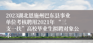 2023湖北恩施州巴东县事业单位考核聘用2021年 “三支一扶”高校毕业生拟聘对象公示