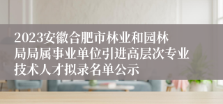 2023安徽合肥市林业和园林局局属事业单位引进高层次专业技术人才拟录名单公示