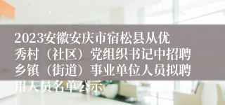 2023安徽安庆市宿松县从优秀村（社区）党组织书记中招聘乡镇（街道）事业单位人员拟聘用人员名单公示