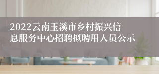 2022云南玉溪市乡村振兴信息服务中心招聘拟聘用人员公示