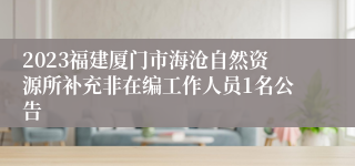 2023福建厦门市海沧自然资源所补充非在编工作人员1名公告