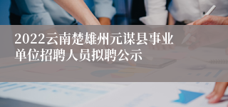 2022云南楚雄州元谋县事业单位招聘人员拟聘公示