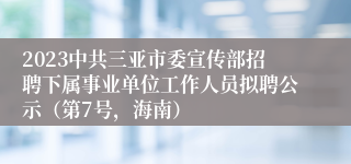 2023中共三亚市委宣传部招聘下属事业单位工作人员拟聘公示（第7号，海南）