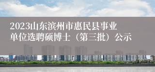 2023山东滨州市惠民县事业单位选聘硕博士（第三批）公示