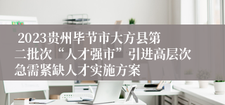  2023贵州毕节市大方县第二批次“人才强市”引进高层次急需紧缺人才实施方案