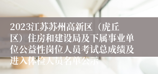 2023江苏苏州高新区（虎丘区）住房和建设局及下属事业单位公益性岗位人员考试总成绩及进入体检人员名单公示