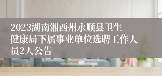 2023湖南湘西州永顺县卫生健康局下属事业单位选聘工作人员2人公告