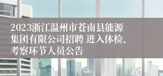 2023浙江温州市苍南县能源集团有限公司招聘 进入体检、考察环节人员公告