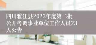 四川雅江县2023年度第二批公开考调事业单位工作人员23人公告