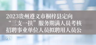 2023贵州遵义市桐梓县定向“三支一扶”服务期满人员考核招聘事业单位人员拟聘用人员公示