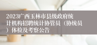 2023广西玉林市县级政府统计机构招聘统计协管员（协统员）体检及考察公告