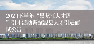 2023下半年“黑龙江人才周”引才活动暨肇源县人才引进面试公告