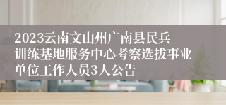 2023云南文山州广南县民兵训练基地服务中心考察选拔事业单位工作人员3人公告