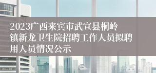 2023广西来宾市武宣县桐岭镇新龙卫生院招聘工作人员拟聘用人员情况公示