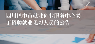四川巴中市就业创业服务中心关于招聘就业见习人员的公告