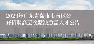 2023年山东青岛市市南区公开招聘高层次紧缺急需人才公告