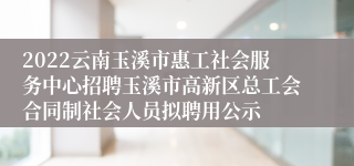 2022云南玉溪市惠工社会服务中心招聘玉溪市高新区总工会合同制社会人员拟聘用公示