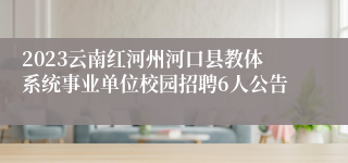 2023云南红河州河口县教体系统事业单位校园招聘6人公告