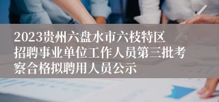 2023贵州六盘水市六枝特区招聘事业单位工作人员第三批考察合格拟聘用人员公示