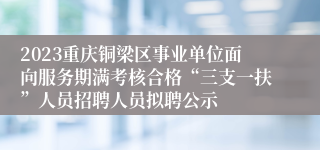 2023重庆铜梁区事业单位面向服务期满考核合格“三支一扶”人员招聘人员拟聘公示