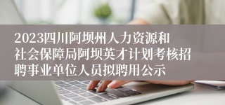 2023四川阿坝州人力资源和社会保障局阿坝英才计划考核招聘事业单位人员拟聘用公示