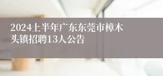 2024上半年广东东莞市樟木头镇招聘13人公告