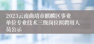 2023云南曲靖市麒麟区事业单位专业技术三级岗位拟聘用人员公示