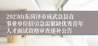 2023山东菏泽市成武县县直事业单位招引急需紧缺优秀青年人才面试资格审查递补公告