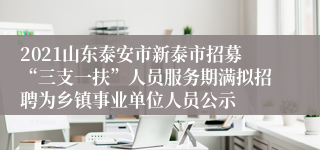 2021山东泰安市新泰市招募“三支一扶”人员服务期满拟招聘为乡镇事业单位人员公示