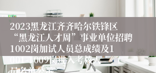 2023黑龙江齐齐哈尔铁锋区“黑龙江人才周”事业单位招聘1002岗加试人员总成绩及1001-1009岗进入考核人员名单公示