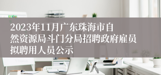 2023年11月广东珠海市自然资源局斗门分局招聘政府雇员拟聘用人员公示