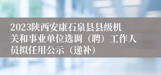 2023陕西安康石泉县县级机关和事业单位选调（聘）工作人员拟任用公示（递补）