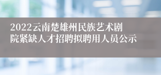 2022云南楚雄州民族艺术剧院紧缺人才招聘拟聘用人员公示