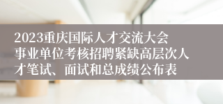 2023重庆国际人才交流大会事业单位考核招聘紧缺高层次人才笔试、面试和总成绩公布表