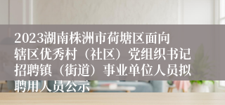 2023湖南株洲市荷塘区面向辖区优秀村（社区）党组织书记招聘镇（街道）事业单位人员拟聘用人员公示