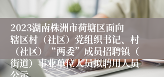 2023湖南株洲市荷塘区面向辖区村（社区）党组织书记、村（社区）“两委”成员招聘镇（街道）事业单位人员拟聘用人员公示