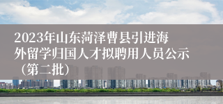 2023年山东菏泽曹县引进海外留学归国人才拟聘用人员公示（第二批）